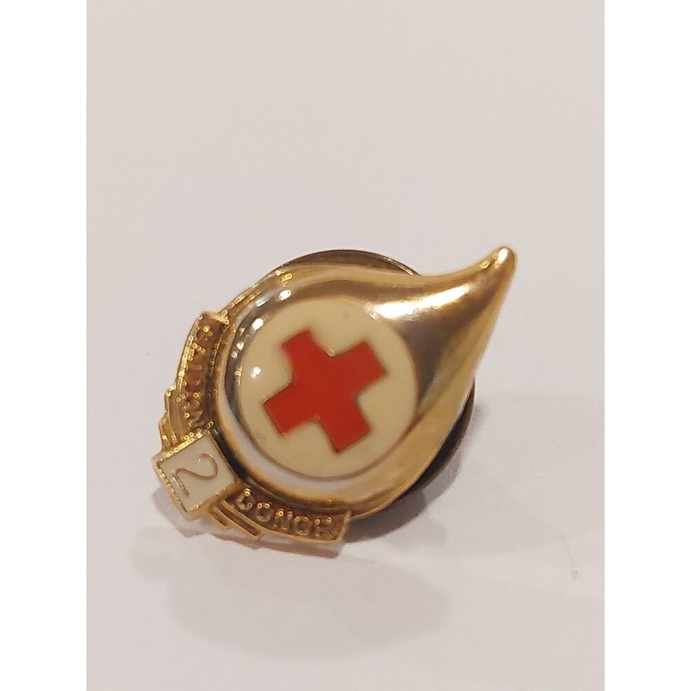 Red Cross Blood Donor 2 Gallon Award Lapel Pin Red & White Enamel